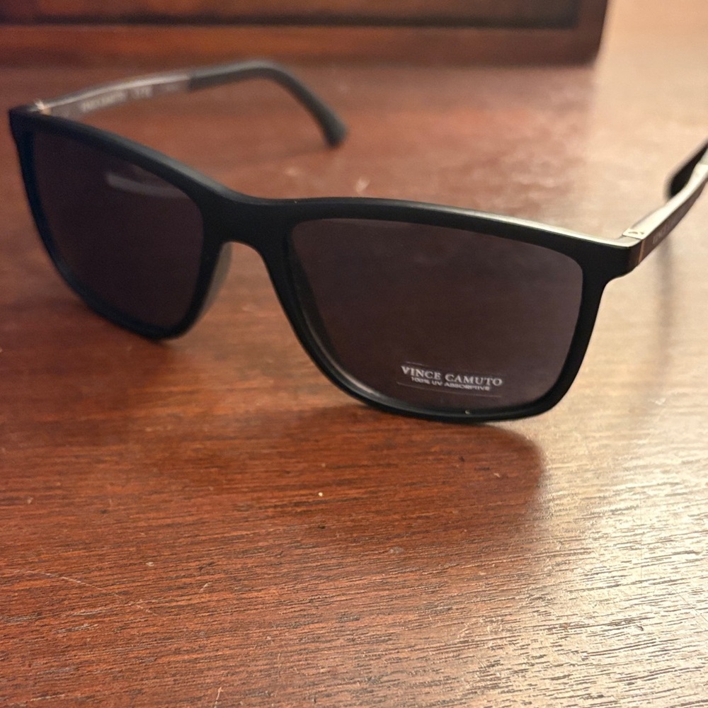 Vince Camuto Matte Black Rectangular Sunglasses - image 1